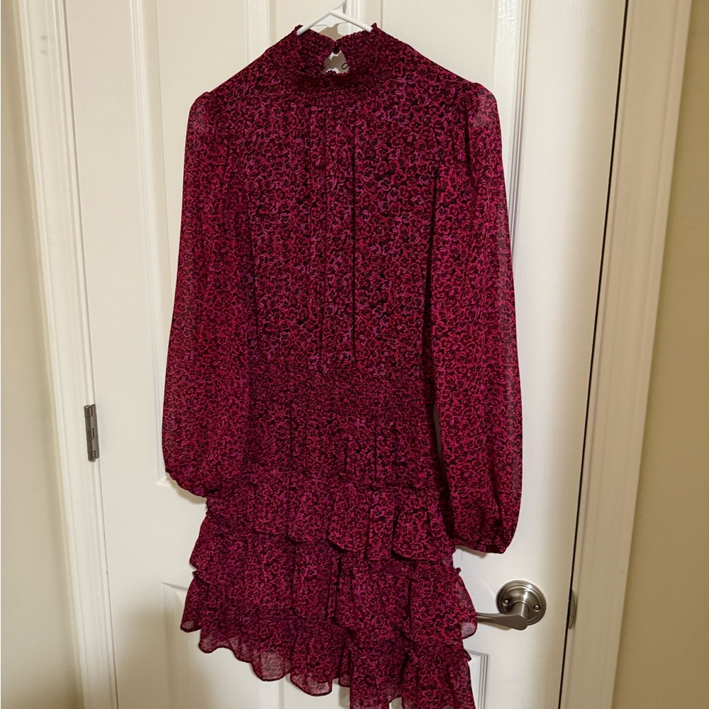 Elegant Red and Pink Floral Dress